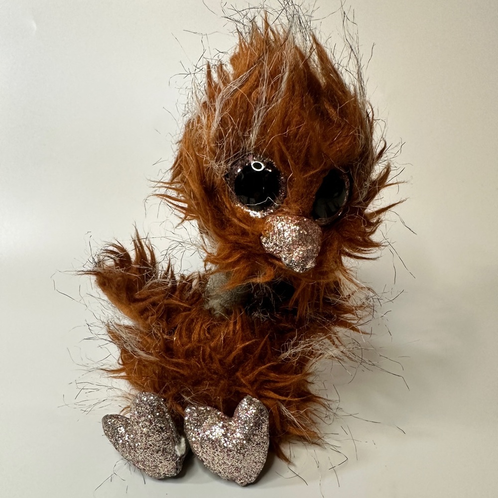Beanie Boo Orson the Ostrich Plush Brown Silver Glitter Stuffed Animal 6"